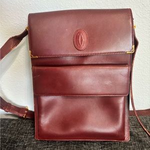 Vintage Cartier Burgundy Crossbody Bag Authentic
